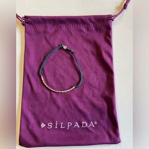 Silpada Silver Bar Bracelet with Teal Cord